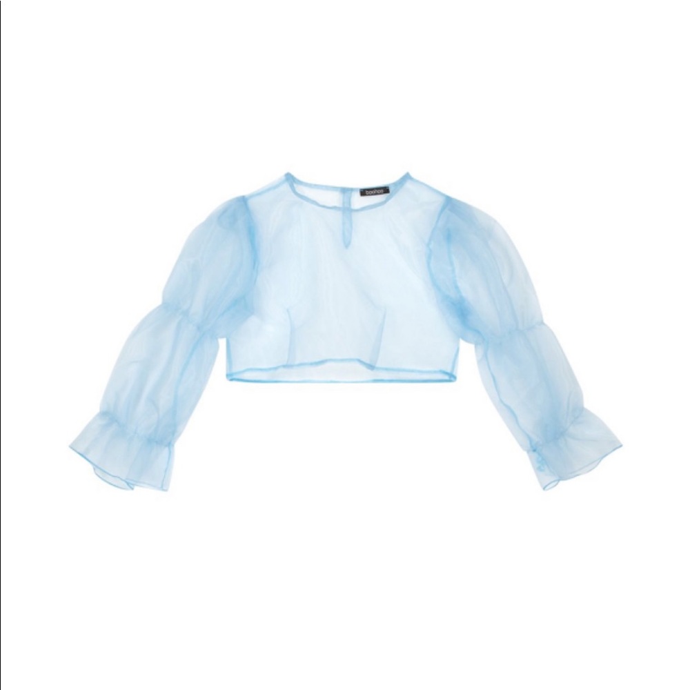 ๐ธ๐BOOHOO Petite Volume Sleeve Organza Top - Picture 2 of 6